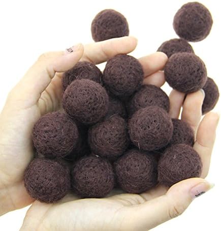 Zasy 30mm Needle Wool Felt Balls Foam Filled Wool Felt Pom Pom Home Decor DIY (Brown) - Image 2