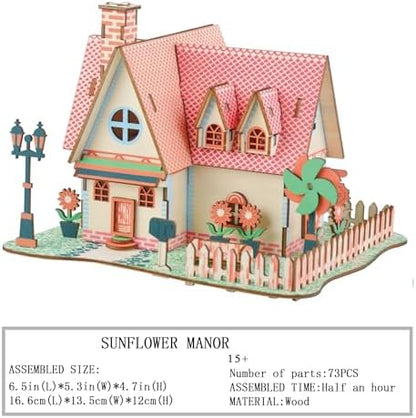 Log Cabin 3D Wooden House Puzzle,DIY Mini Building Model Kit，018 - Image 2