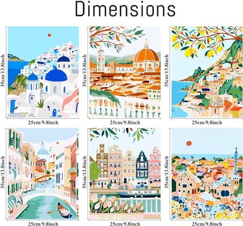 cupmod 6 Packs Paint by Number for Adults,Scenery-Cityscape DIY Acrylic Oil Painting Paint by Numbers Kits on Canvas,Adults Paint by Numbers Kits Drawing Paintwork for Home Decor - Image 7