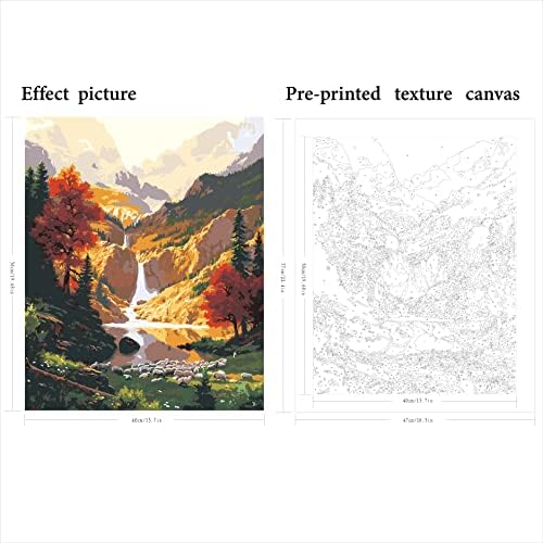 QUITEDEW Paint by Number for Adults,Mountain Waterfall Paint by Numbers, Nature Scenery Paint by Number Kits,Suitable for Home Wall Decoration 16x20 Inch - Image 2