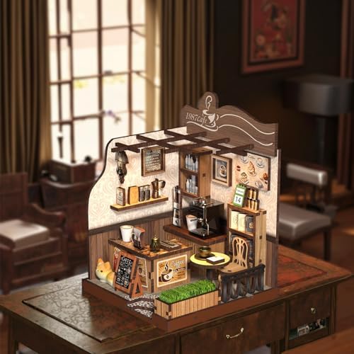 Country Cafe DIY Book Nook Kit for Adults - 3D Wooden Puzzle Miniature House with Furniture, Collectible Shelf Insert, Home Library Decor Gift - Image 3