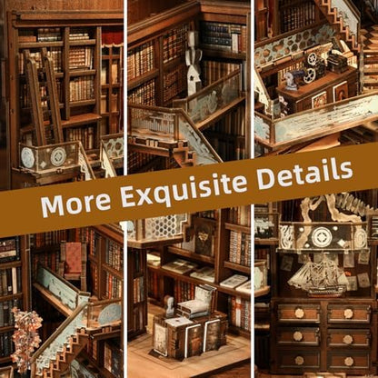 MiniCity Book Nook Kit, DIY Miniature Dollhouse Booknook Kit, 3D Wooden Puzzle Bookend Bookshelf Insert Decor with LED Light for Teens and Adults (Beyond Library Max) - Image 5