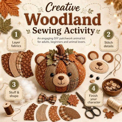 DIY Animal Pumpkin Sewing Kit, 12 Woodland Crafts for Adults (Cow) - Image 4