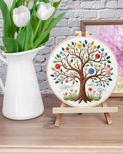 ERKOON Embroidery Kit for Beginners Adult, Cross Stitch Set Include Embroidery Cloth Hoops Threads for Craft Lover Hand Stitch with Embroidery Skill Techniques (Tree) - Image 6