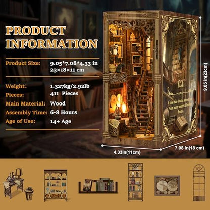 SUNNINO Book Nook Kit - DIY Miniature House Kit with LED Lights - Image 6