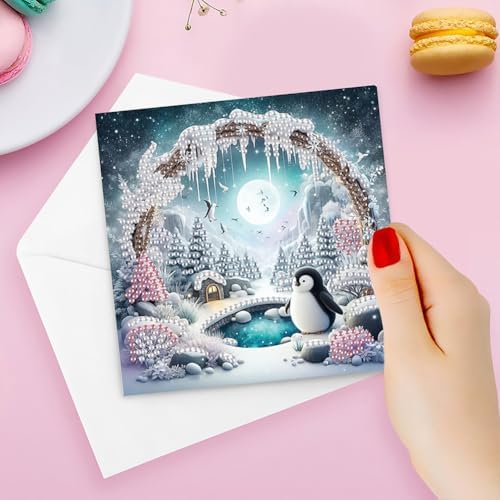 6pcs DIY Diamond Art Christmas Cards Kit with Envelopes & Tools-Diamond Dot Greeting Cards,Xmas 5D Rhinestones Painting for Adults,DIY Craft Family Friend Xmas Gifts(Xmas Santa Claus Animal) - Image 3