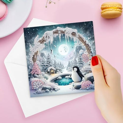 6pcs DIY Diamond Art Christmas Cards Kit with Envelopes & Tools-Diamond Dot Greeting Cards,Xmas 5D Rhinestones Painting for Adults,DIY Craft Family Friend Xmas Gifts(Xmas Santa Claus Animal) - Image 3