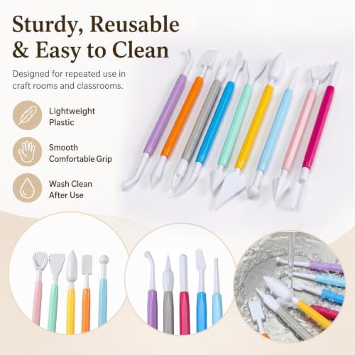 Ferrochef 20 Set 180 Pcs Clay Tools, Plastic Sculpting Tool, Colorful Style - Image 4