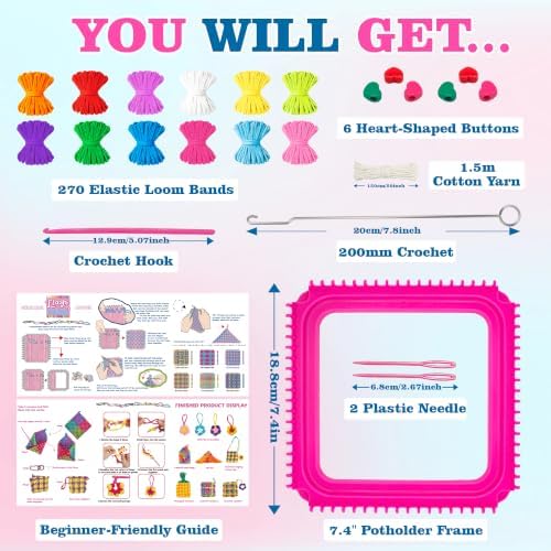 432 Pcs Weaving Loom Kit for Kids,DIY Arts & Crafts Kit with 12 Color Loops - Image 3