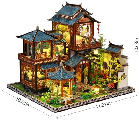 DIY Miniature House Kit - Miniature Wooden Dollhouse Kit - Mini House Building Kit for Adults - Vintage Courtyard Tiny Model House Kit with LED, Miniature Kit, Creative DIY Adult Crafts Gift - Image 4