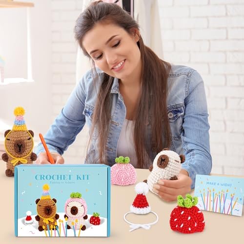 2PCS Capybara Crochet Kit for Beginners Crochet Starter Kit for Adults - Image 5