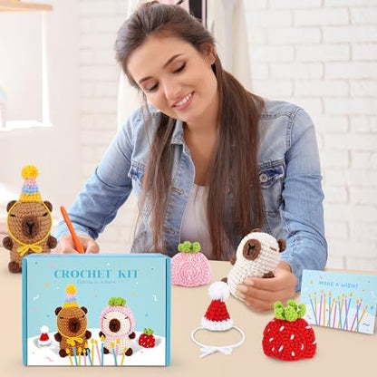 2PCS Capybara Crochet Kit for Beginners Crochet Starter Kit for Adults - Image 5