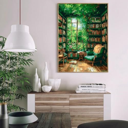 Clendo Paint by Number for Adults Beginners, Study Room Adults Paint by Numbers Kits on Canvas, DIY Oil Painting Acrylic Paints for Home Wall Art Decor(16x20inch) - Image 4