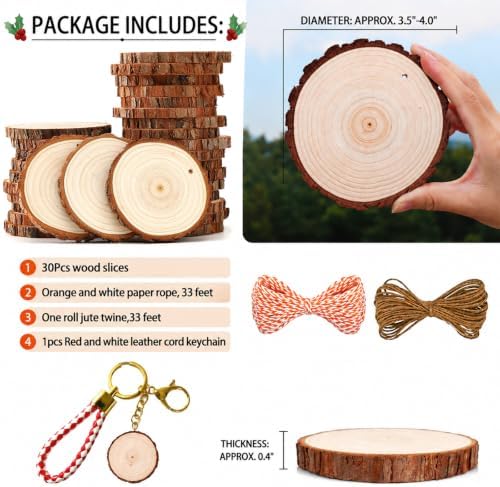 SENMUT Wood Slices 3.5-4.0 inch Natural Rounds Unfinished Wooden Circles - Image 4