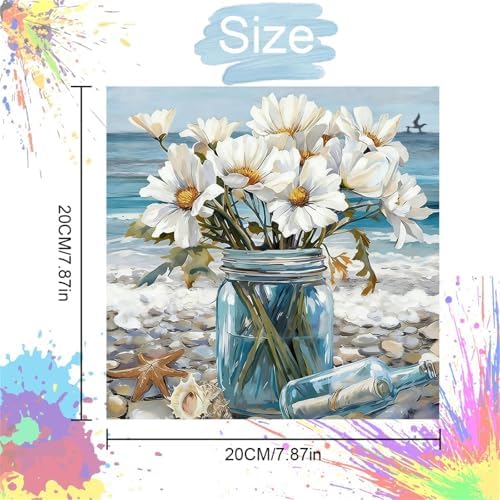 bestact Framed Daisy Paint by Numbers Kits for Adults,Flowers Painting by Numbers with Framed for Beginner on Canvas Easy DIY Painting Kits for Home Wall Decoration and Gifts,8x8INCH (Flower6) - Image 3