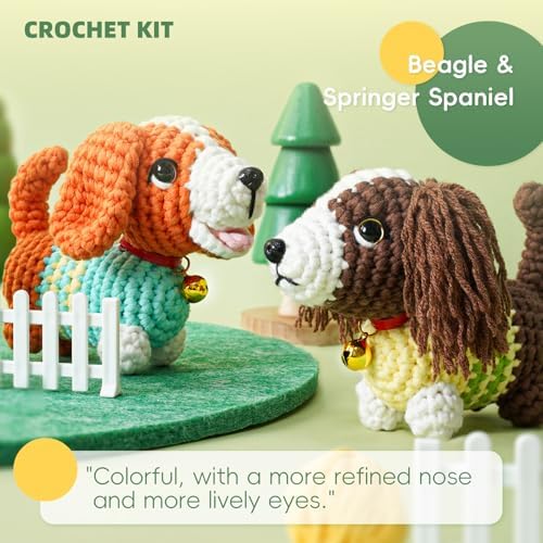 Crochet Kit for Beginners, 2-Pack dog Animal Kits for Adults, Amigurumi Set - Image 2