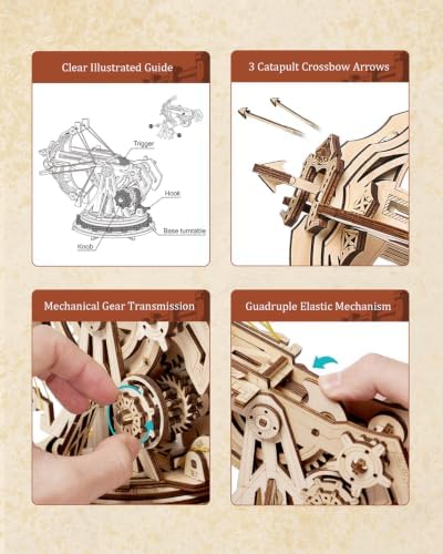 Rowood 3D Wooden Puzzles Catapult Kit for Adults, DIY Catapult Mechanical Wooden Model Kits Toys to Build for Adult, Cool Birthday Gift Choice - Image 4