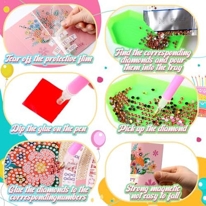 Saillong 12 Pack Happy Birthday Diamond Art Greeting Cards with Envelopes - Image 6