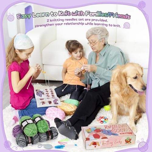 Katech Knitting Kit for Beginner Adults W/Socks Step-by-Step Instruction - Image 2