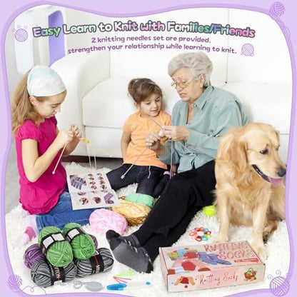 Katech Knitting Kit for Beginner Adults W/Socks Step-by-Step Instruction - Image 2