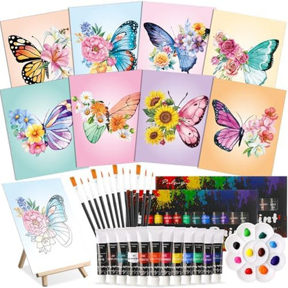 Cholemy 36 Pcs Paint and Sip Kit Gift for Adults 8''x10'',Butterfly by Cholemy