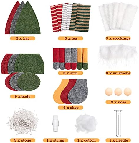 Threan 3 Set Gnome DIY Kit for Crafts Christmas Elf Gnome Plush Crafts Kit 3D DIY Sewing Project Handmade Ornaments Art Set Gifts for Adults Beginners Christmas Home Tree Table Holiday Hanging Decor - Image 2