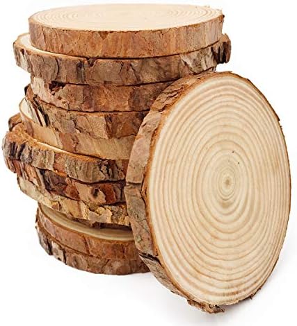 Unfinished Natural Wood Slices 12 Pcs 3.5-4 inch Craft Wood kit Circles Crafts Christmas Ornaments DIY Crafts with Bark for Crafts Rustic Wedding Decoration by William Craft (3.5-4inch) by WilliamCraftCalifornia
