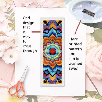 ORIGACH 6 Set Boho Mandala Cross Stitch Bookmark Kit for Beginner - Image 3