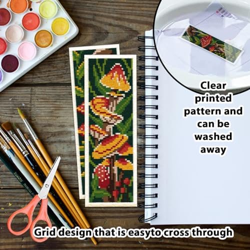 ORIGACH 6 Set Mushroom Plants Cross Stitch Bookmark Kit for Beginner - Image 3