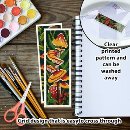 ORIGACH 6 Set Mushroom Plants Cross Stitch Bookmark Kit for Beginner - Image 3
