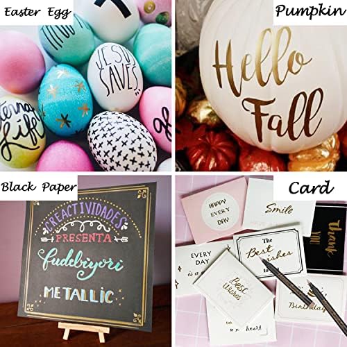 Dyvicl Metallic Brush Marker Pens - Metallic Pens Art Markers for Calligraphy, Brush Lettering, Black Paper, Rock Painting, Card Making, Scrapbooking, Fabric, Metal, Ceramic, Wine Glass, Set of 9 - Image 6