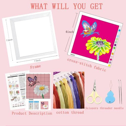 Tiwabb Easter Egg Stamped Cross Stitch Kits for Adults Beginners with Frame - Image 3