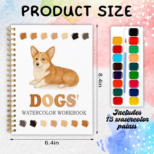 12 Dog Breed Patterns Watercolor Set, Puppy Painting Book for Beginners, Relaxing DIY Art Gift for Dog Moms, Women and Adults, Pet Lover Stress Relief Activity - Image 2