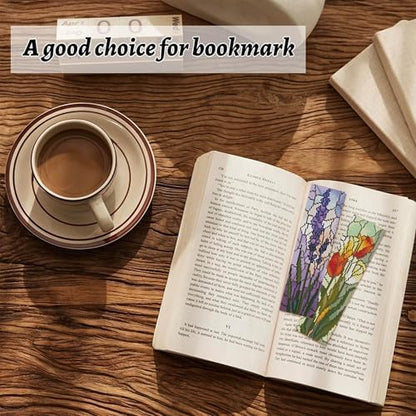 NEGEKFKX 6 Pcs Flowers Cross Stitch Bookmark Kit for Adult Beginners - Image 3