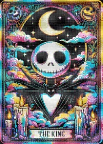 Eiazuiks Halloween Stamping Cross Stitch Kit, Skeleton Halloween Counting Cross Stitch Kit for Adult Beginners, Full Line DIY Stitching Kit for Home Decor Cross Stitch Patterns 12x16 inches by Eiazuiks
