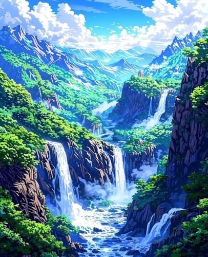 Waterfall Paint by Numbers Kit for Adults Mountain Paint by Numbers on Canvas, DIY Acrylic Oil Painting Kits for Adults Beginners with Brushes, Hobbies for Women for Home Wall Decor Gifts 20x26 in 5-2 by Unknown