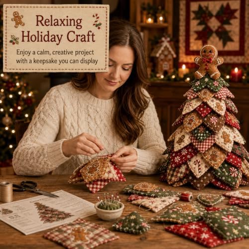 2026 New Christmas & Halloween DIY Quilted Fabric Tree Kit, 3D Layered Sewing Craft Set for Beginners, Christmas Tree Quilt Kit, Handmade Tabletop Holiday Decor, Gift for Craft Lover - Image 7