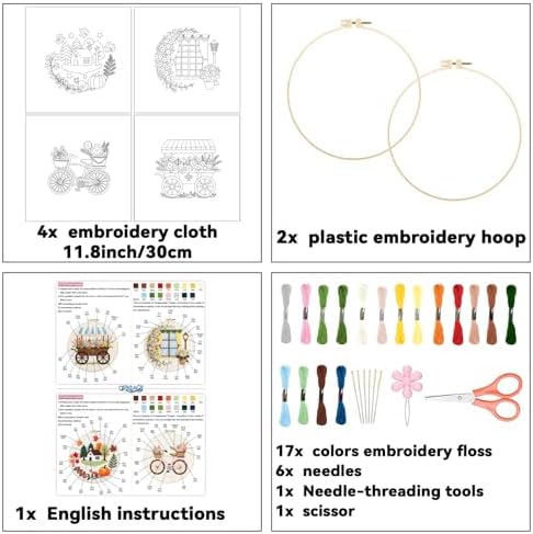 ORIGACH 4 Pack Daily Life Embroidery Kit for Beginners - Image 2
