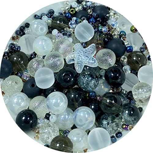 Assorted Glass Resin Beads Multi Size Colors Smooth Cracked Gravel Millet Spacer Beads for Bracelets Necklace Earring DIY Jewelry Making Craft(Moon Shadow White Series) by ChooseBeadsChooseHonkoolly