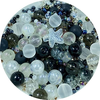 Assorted Glass Resin Beads Multi Size Colors Smooth Cracked Gravel Millet Spacer Beads for Bracelets Necklace Earring DIY Jewelry Making Craft(Moon Shadow White Series) by ChooseBeadsChooseHonkoolly