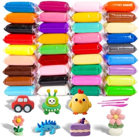 36 PCs Air Dry Clay Kit for Kids Age 3-12 with 3 Sculpting Tools 36 Colors by Cocurb