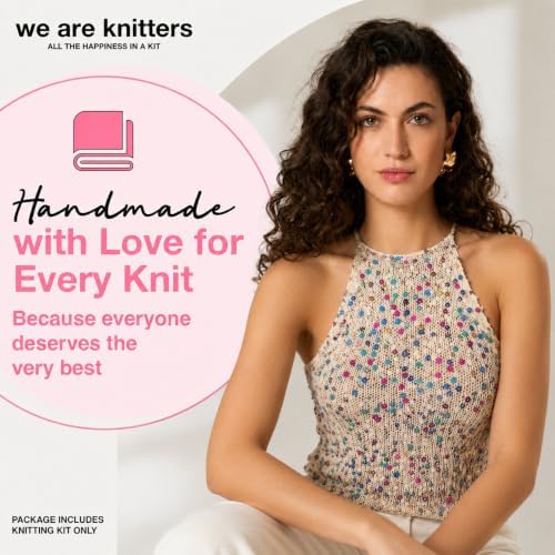 We Are Knitters Briolette Top Knitting Kit | Limited Edition DIY Knitting Kit for Women | Beginner-Friendly Top Kit with 3 Dancing Queen Opalite Cotton Yarn, Pattern & 1 Needles - Image 4