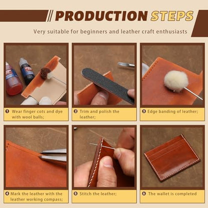 CBHGFEA 51Pcs Leather Working Kit, Vegetable Tanned Leather Craft Kit - Image 4