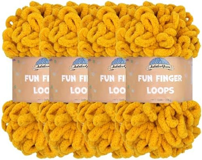 JubileeYarn Fun Finger Loops Yarn - Mustard - 4 Skeins by BambooMN