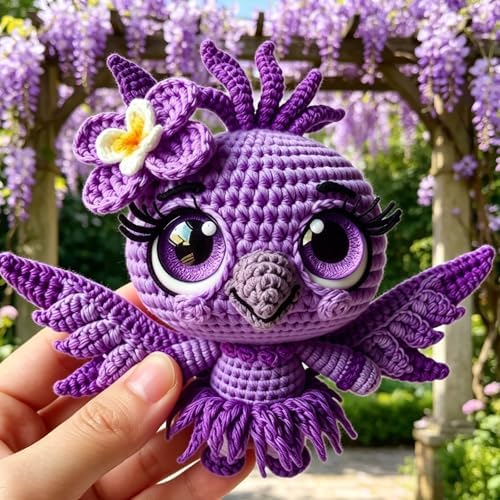 FRANDEK DIY Purple Bird Crochet Kit for Adults, Cute Plush Animal Set - Image 6