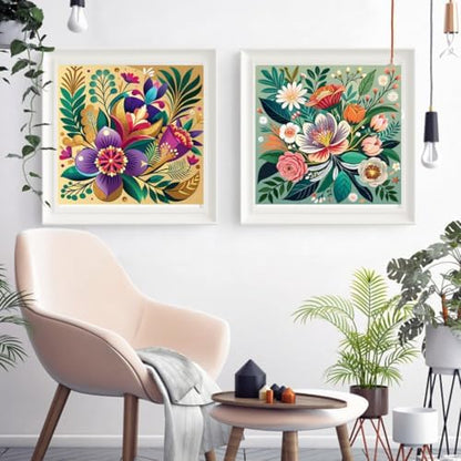 Canrichshop 4 Pack Paint by Numbers for Beginner with Frame,Flowers Adult Paint by Number Kits on Canvas, DIY Number Painting for Adults for Decor 8X 8 inch - Image 3