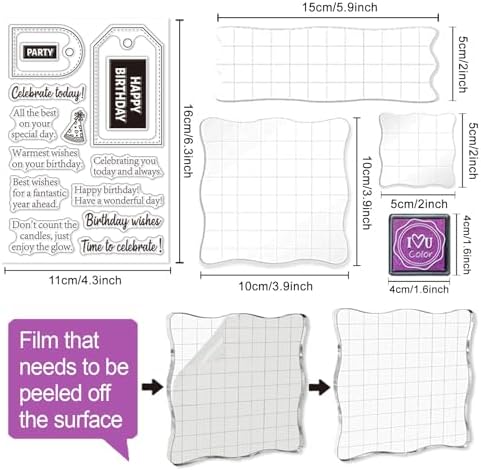6 Pcs Clear Stamps for Birthday Card Making Supplies 20 Ink Pad - Image 3