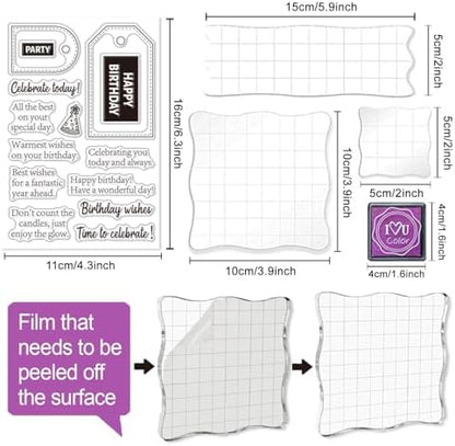 6 Pcs Clear Stamps for Birthday Card Making Supplies 20 Ink Pad - Image 3