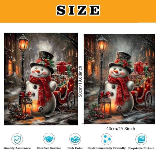 Christmas Snowman Paint by Numbers Kit for Adults Beginner (Without Frame) - Image 5
