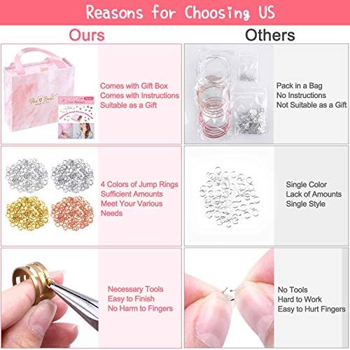 Thrilez 300Pcs Charm Bangle Bracelets Making Kit with Expandable Bangles, Charms, Jump Rings and Pliers for Jewelry Making Bangle Bracelets (with Gift Box and Tools) - Image 5